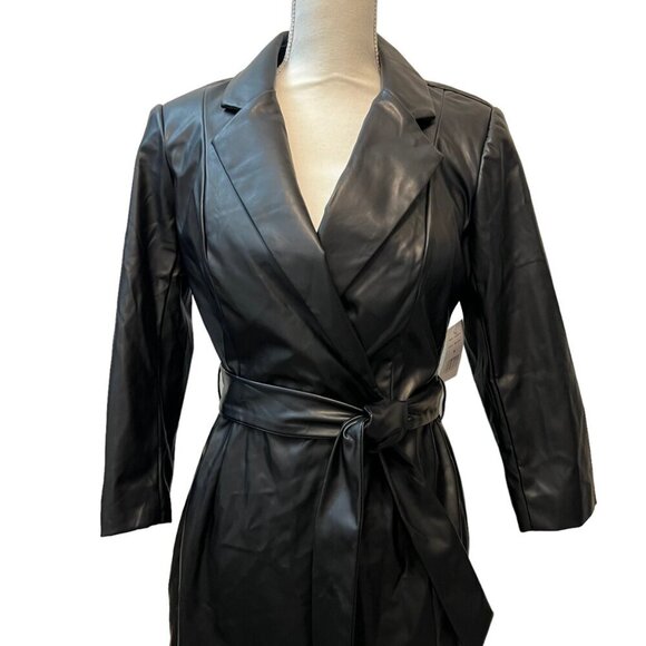 ALEXIA ADMOR Black Jacqueline Edgy Executive Vegan Leather Sheath Dress Size: 8 - Picture 5 of 12